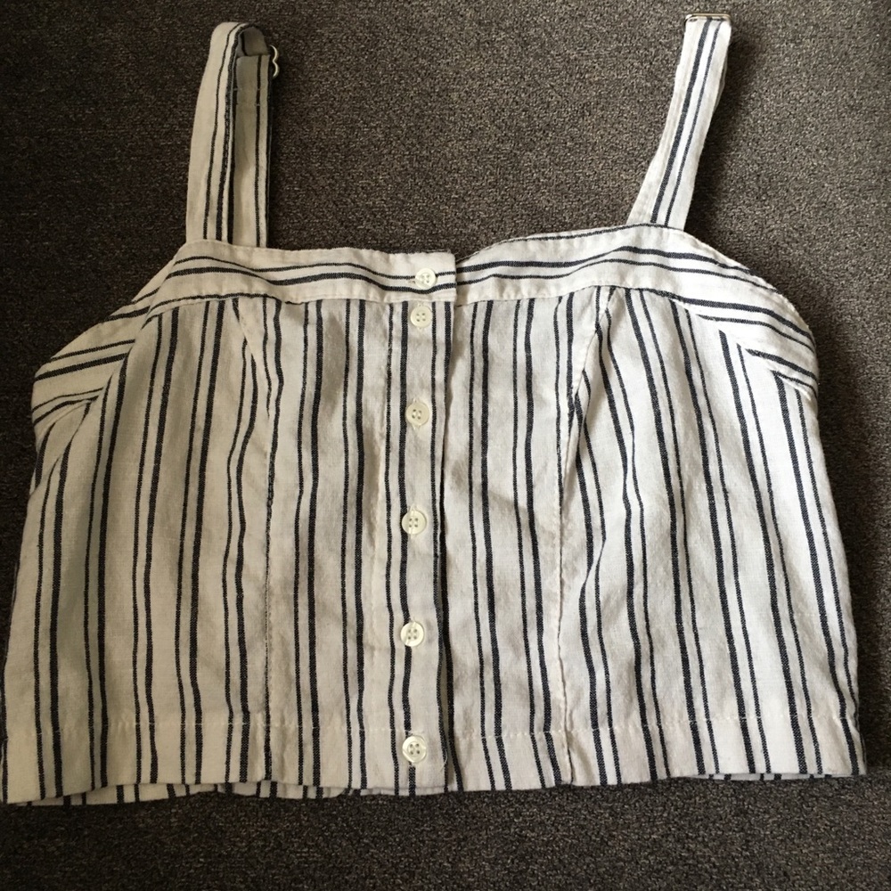 Stripped button up crop top